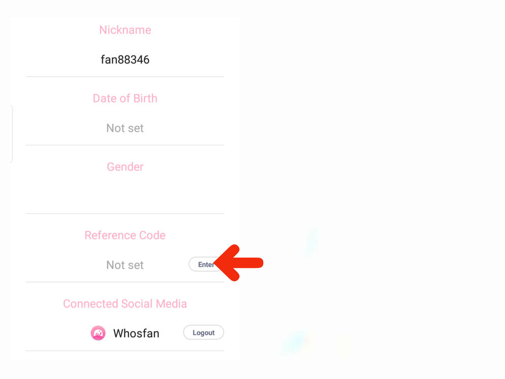 (16) Scroll down until you see &#39;Reference Code&#39; , enter your referral code and hit &#39;Enter.&#39; The account who gave you the referral code will receive additional points.