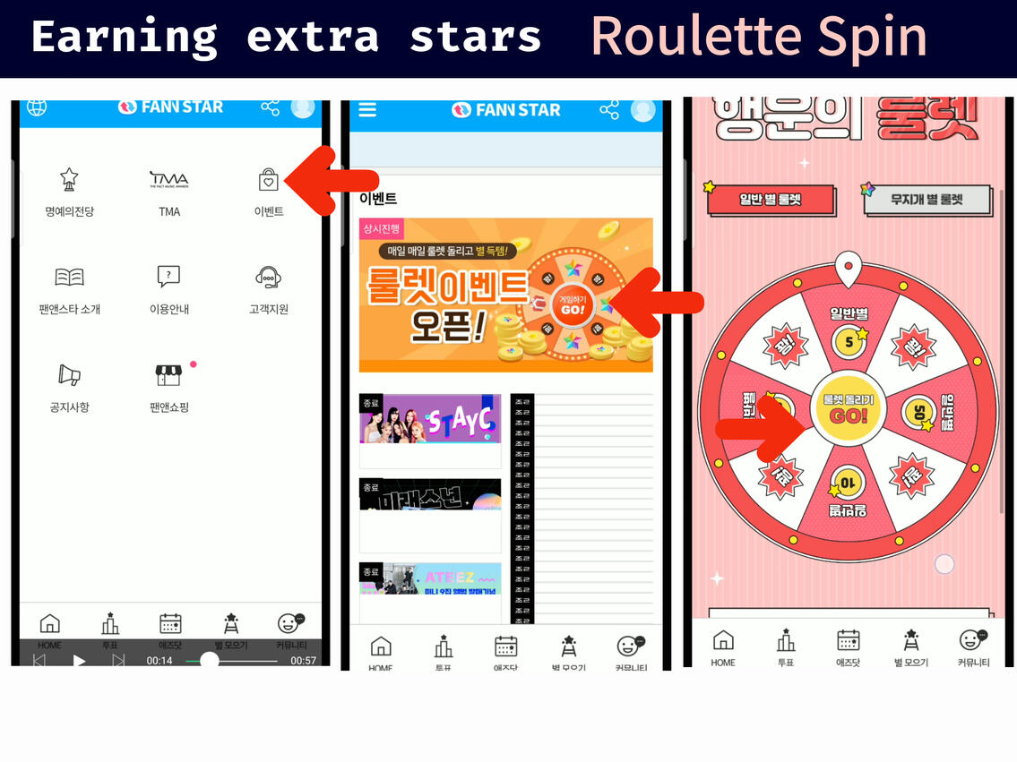 (4) Tap the 'Basket' icon. (5) Press the roulette. (6) Spin the roulette by pressing 'Go.' Please remember that you have to complete your daily missions to get free spins base on your G+ level. After using your free spin, you'll be charged β for next spin